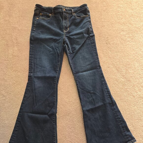 American Eagle Size 12 Super Hi-Rise Flare Denim Jeans - Picture 1 of 3